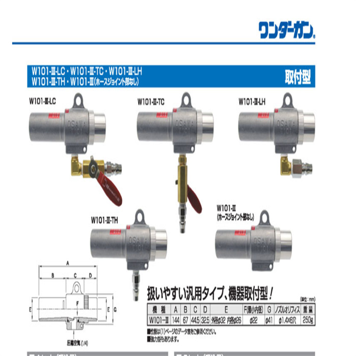 日本大泽OSAWA旋转喷头W101-II-LC / W101-II-TC / W101-II-LH / W101-II-TH