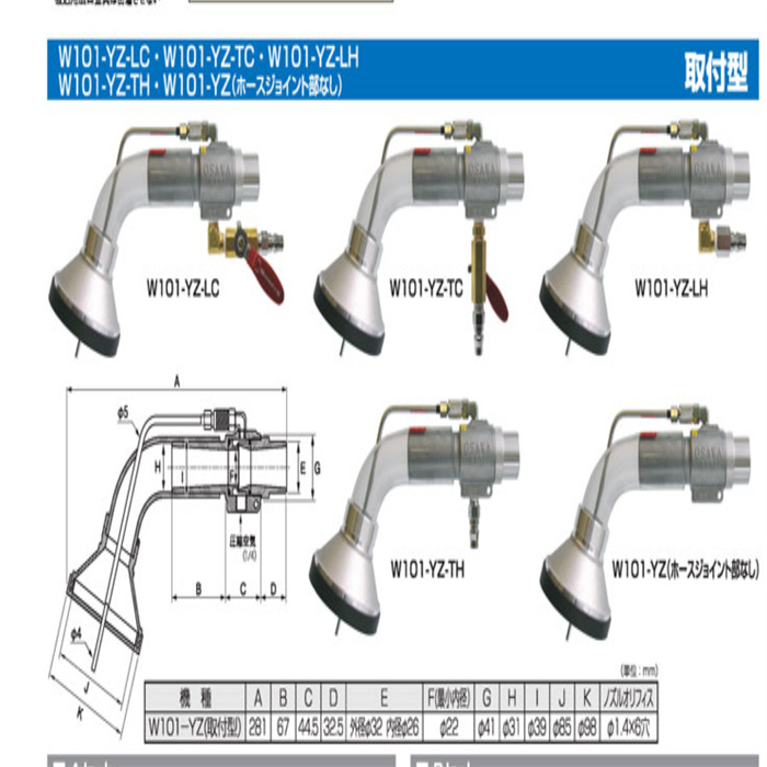 日本大泽OSAWA旋转喷头W101-II-LC / W101-II-TC / W101-II-LH / W101-II-TH